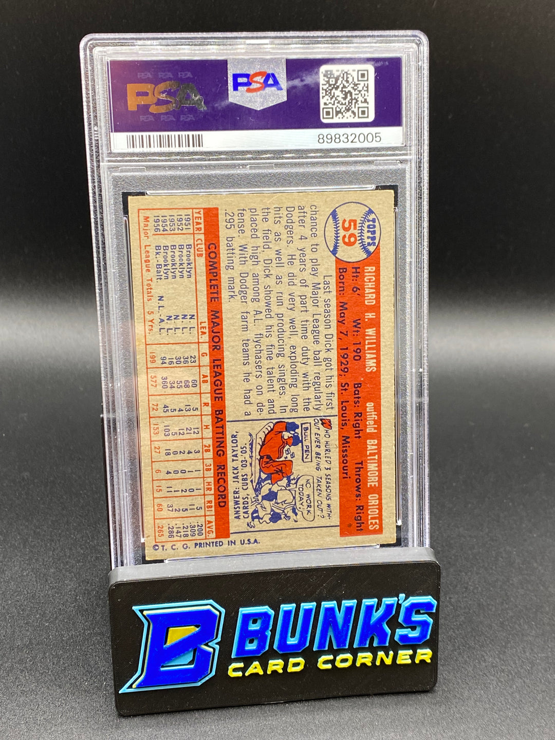 1957 Dick Williams PSA 7 (Box 38)