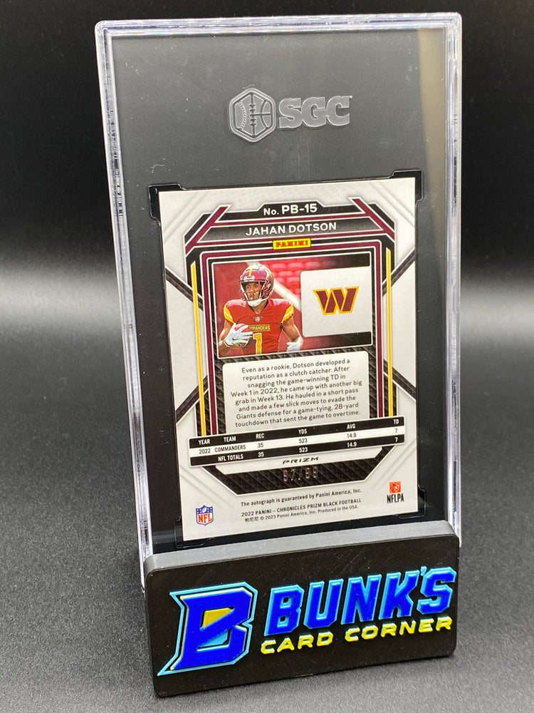 2022 Jahan Dotson Prizm Black Auto. Red Prizm SGC Authentic 10