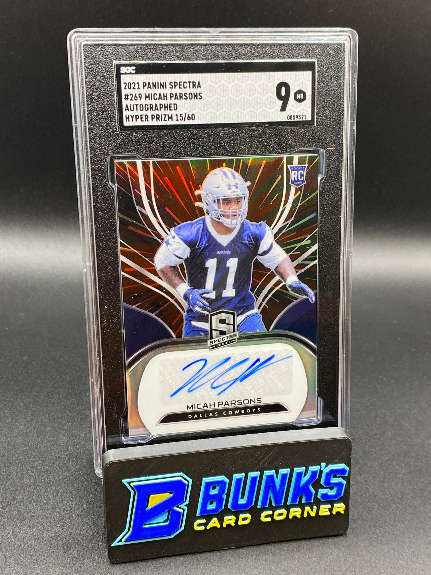 2021 Micah Parsons Auto. Hyper Prizm SGC 9 RC (Box 38)