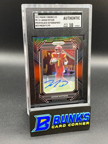 2022 Jahan Dotson Prizm Black Auto. Red Prizm SGC Authentic 10 (Box 38)