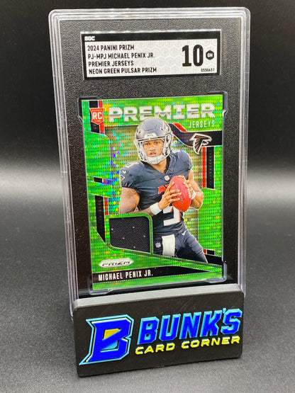 2024 Michael Penix Jr. Premier Jerseys Neon Green Pulsar Prizm SGC 10 (Box 38)