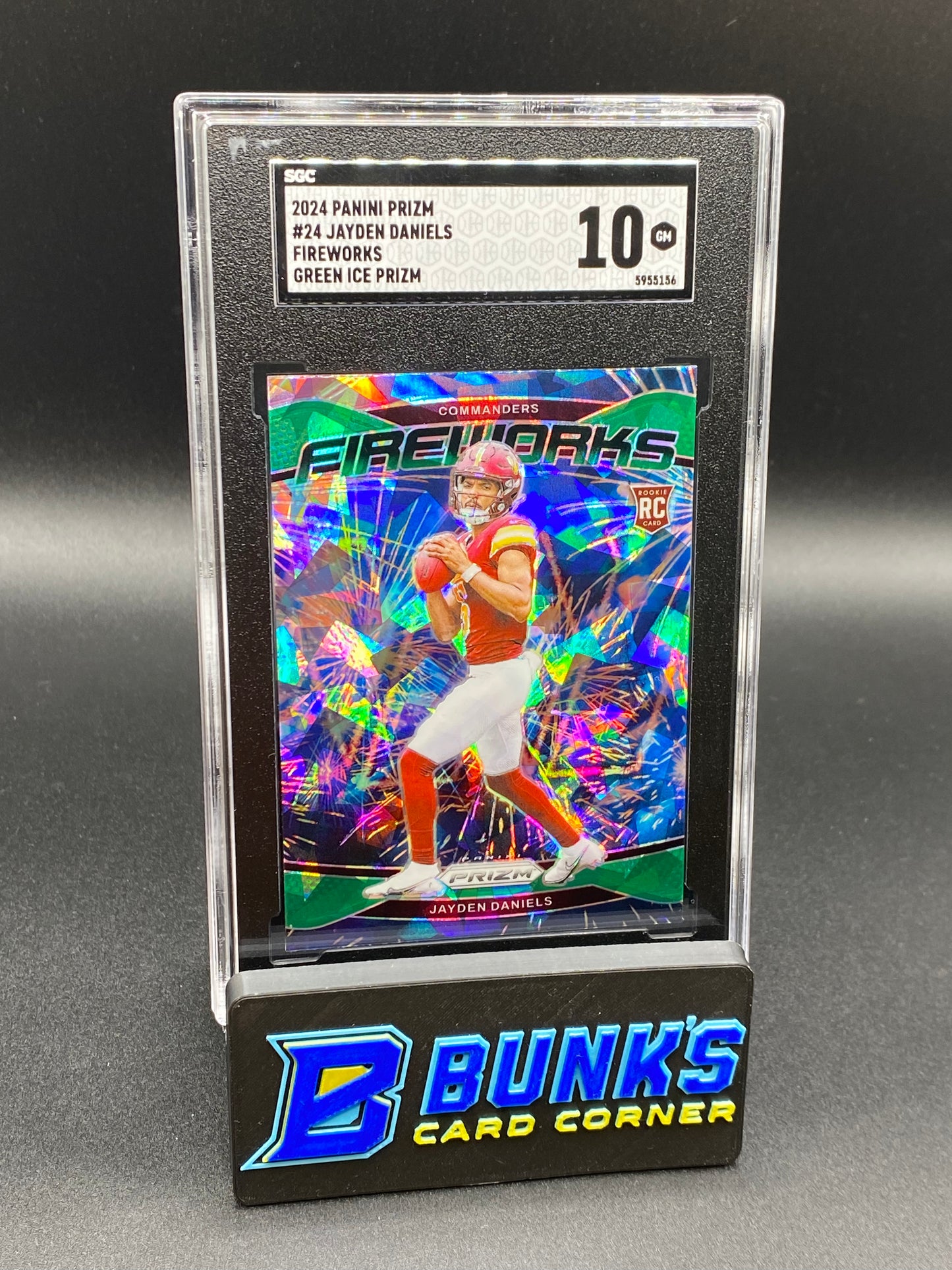 2024 Jayden Daniels Fireworks Green Ice Prizm RC SGC 10 (Box 39)