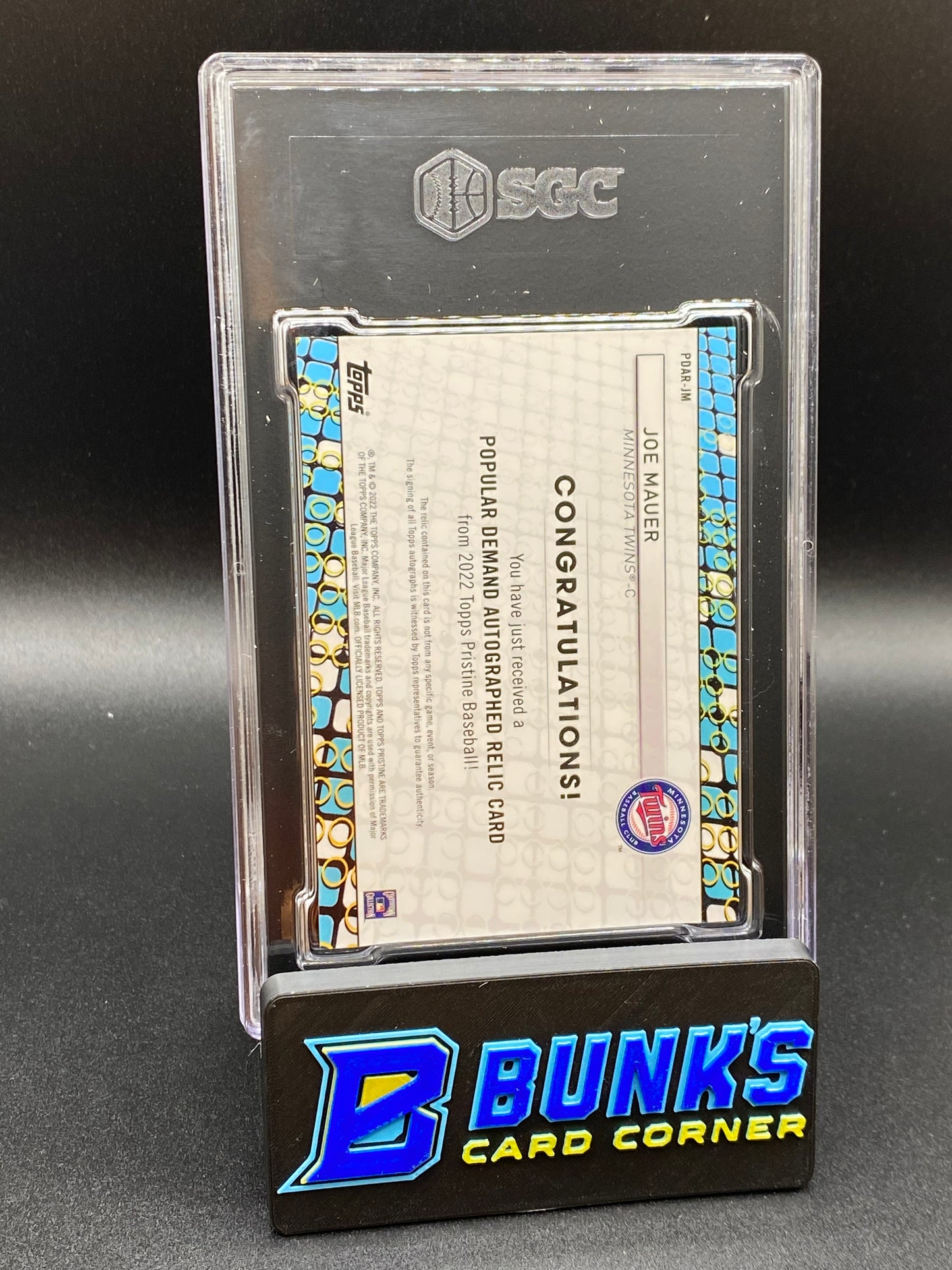 2022 Joe Mauer Popular Demand Auto. Relic SGC 10/10 (Box 41)