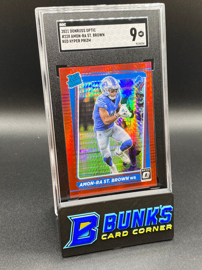 2021 Among-Ra St. Brown Red Hyper Prizm SP RC SGC 9 (Box 42)