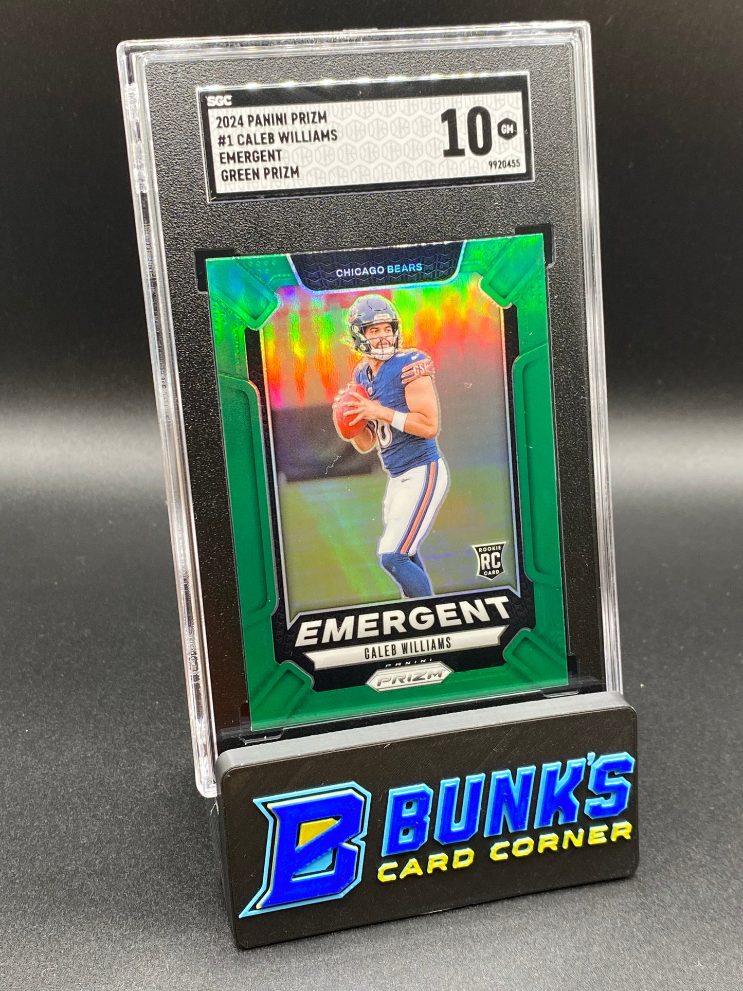 2024 Caleb Williams Emergent Green Prizm RC SGC 10 (Box 42)