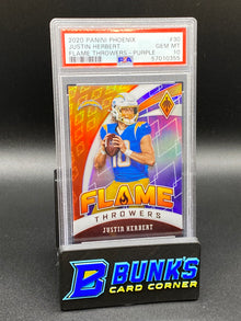 2020 Justin Herbert Flame Throwers-Purple RC PSA 10 (Box B46)