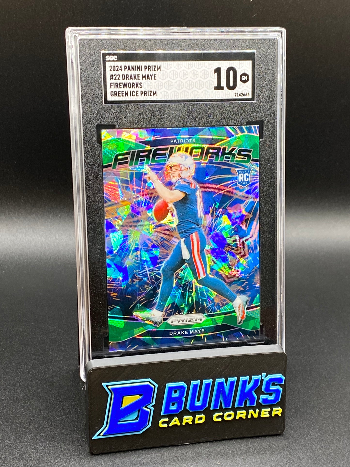 2024 Drake Maye Fireworks Green Ice Prizm SGC 10 (Box B47)