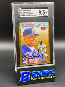 2023 Kirby Puckett Plat. Anniversary Gold Wave Refractor HOF SGC 9.5 (Box B47)