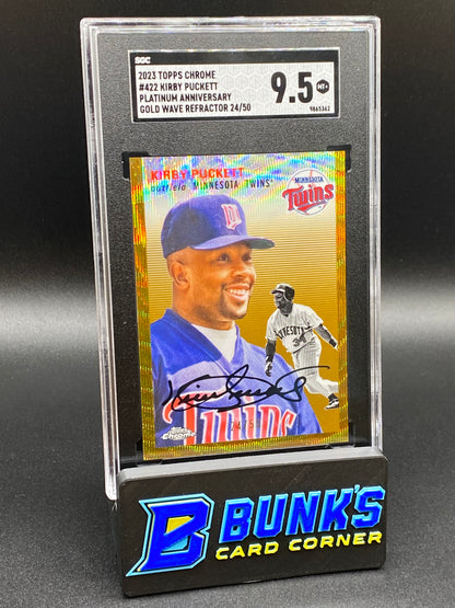 2023 Kirby Puckett Plat. Anniversary Gold Wave Refractor HOF SGC 9.5 (Box B47)