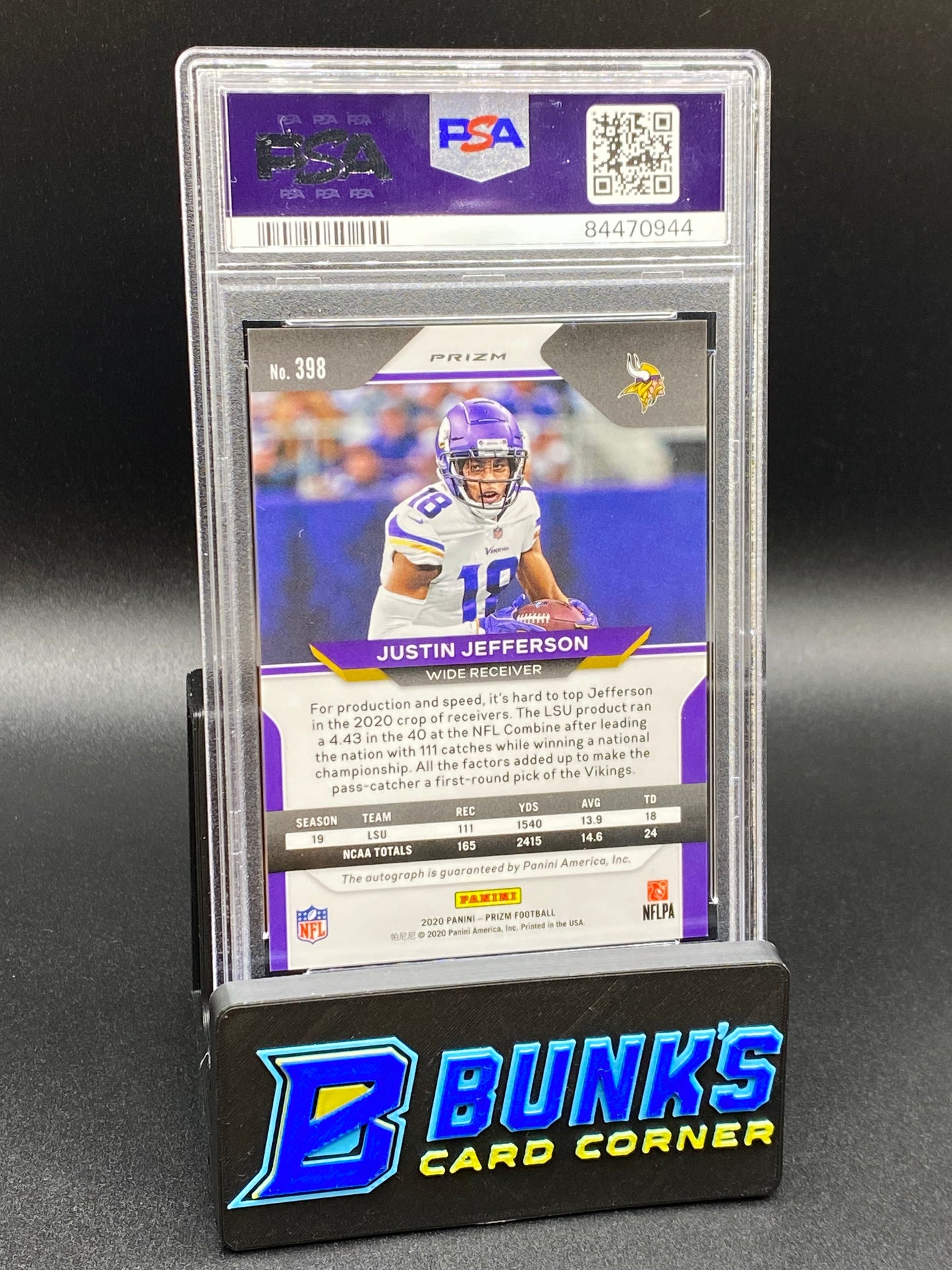 2020 Justin Jefferson RC Silver Auto. PSA 9 (Box B47)