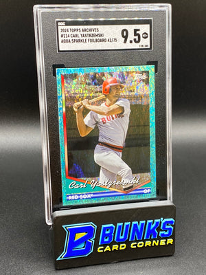 2024 Carl Yastrzemski Aqua Sparkle Foilboard SGC 9.5