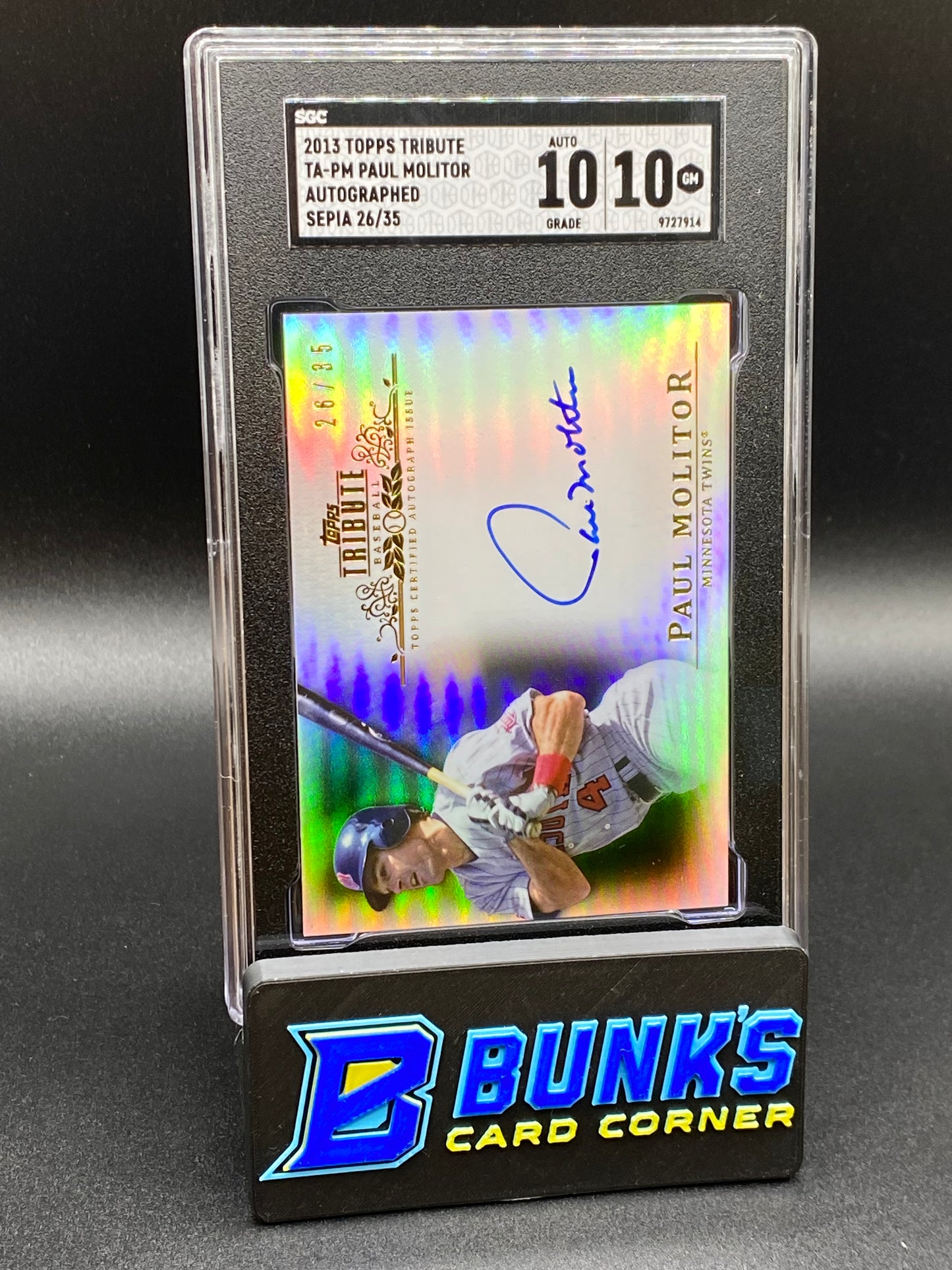 2013 Paul Molitor Auto. Sepia SGC 10/10 (Box B47)