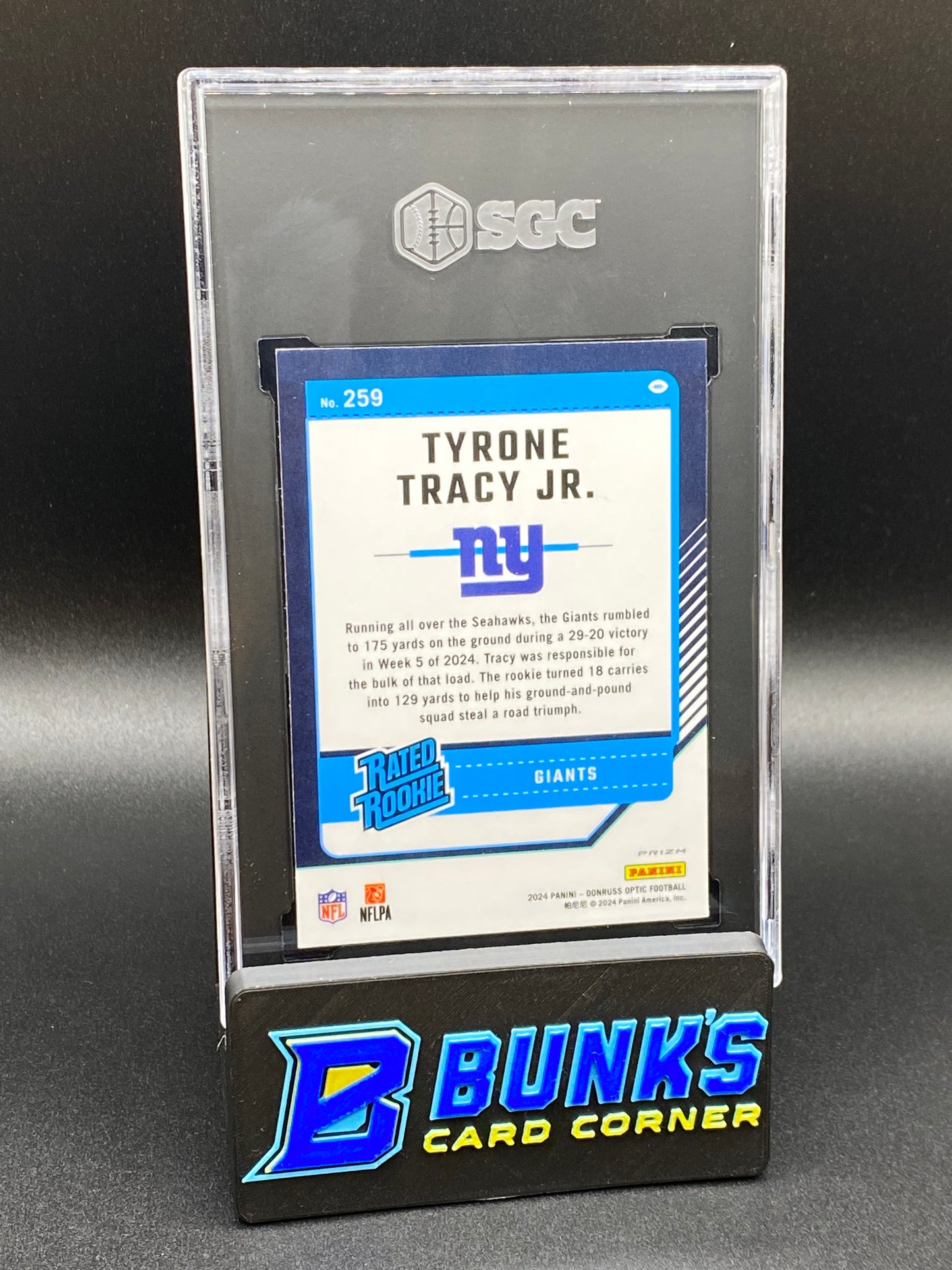 2024 Tyrone Tracy Jr. Blue Glitter Prizm SGC 10 RC SSP (Box B47)