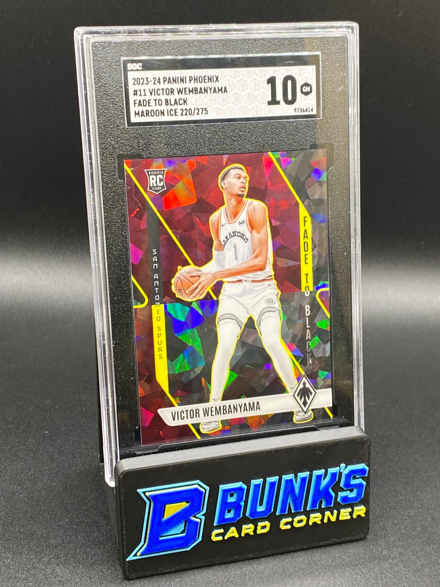 2023-24 Victor Wembanyama Fade to Black Maroon Ice RC SGC 10 (Box B48)