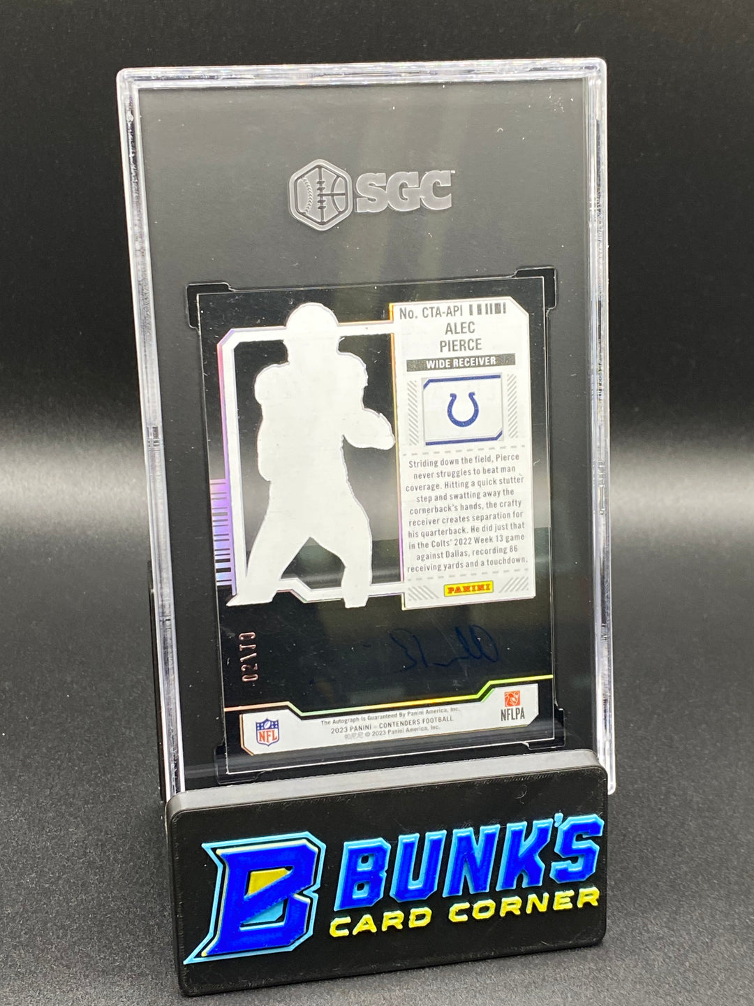 2023 Alec Pierce Veteran Ticket Auto. Clear Ticket SGC Authentic (Box B48)
