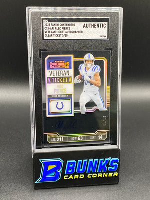 2023 Alec Pierce Veteran Ticket Auto. Clear Ticket SGC Authentic