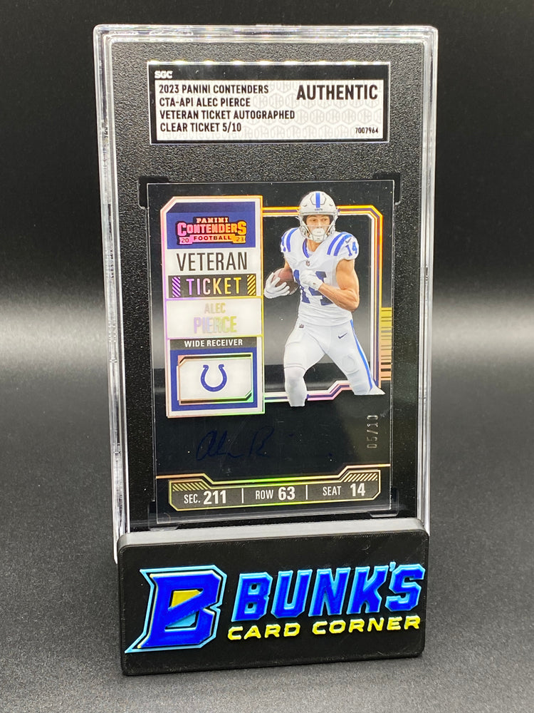 2023 Alec Pierce Veteran Ticket Auto. Clear Ticket SGC Authentic