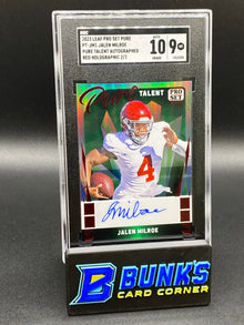2023 Jalen Milroe Pure Talent Auto. Red Holographic RC SGC 10/9 (Box B49)