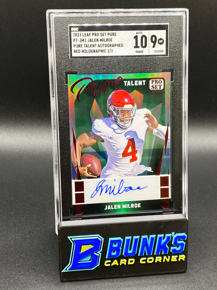2023 Jalen Milroe Pure Talent Auto. Red Holographic RC SGC 10/9