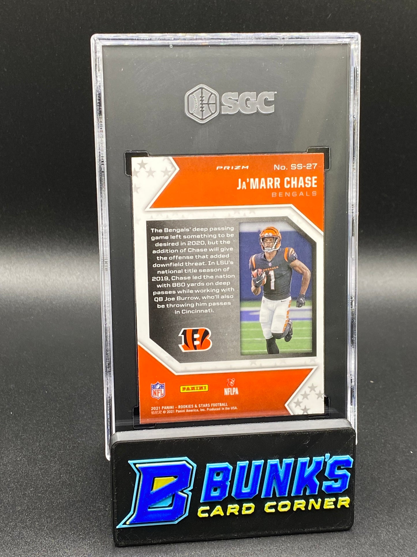 2021 Ja’Marr Chase Star Studded Red Plaid Prizm RC SGC 10 (Box B49)