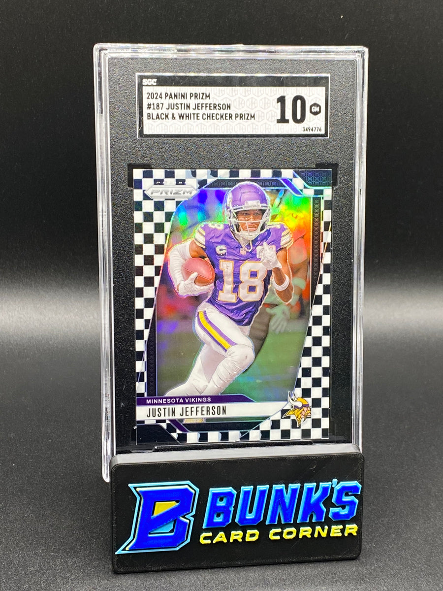2024 Justin Jefferson Black & White Checker Prizm SGC 10