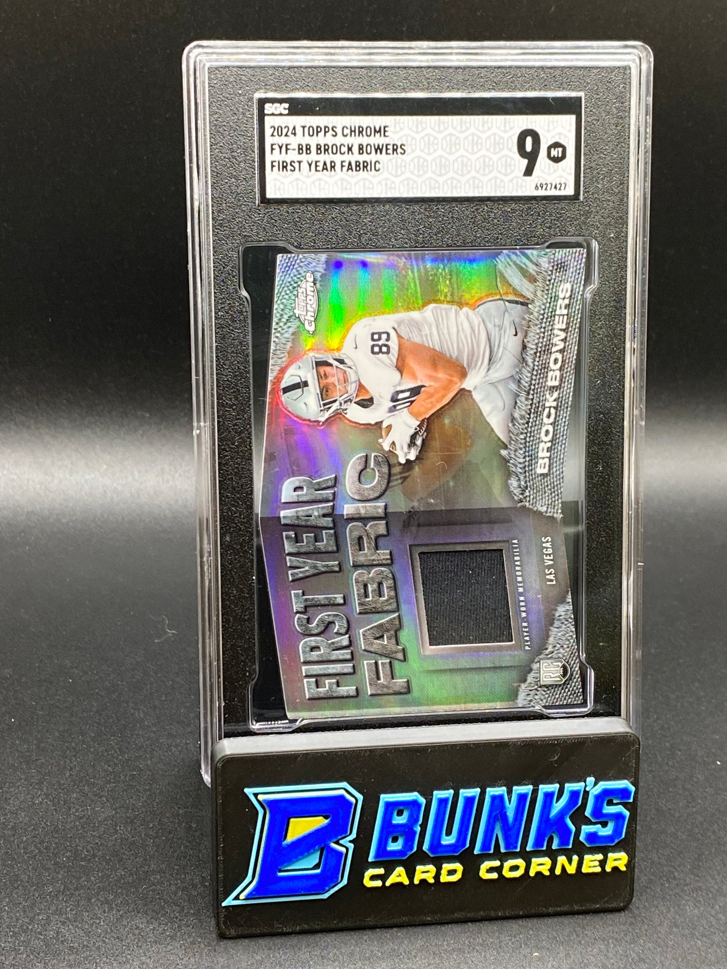 2024 Brock Bowers First Year Fabric RC Player Worn SGC 9 (Box B50)