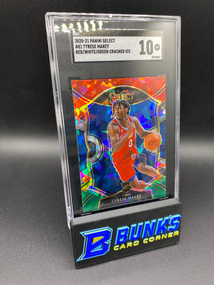 2020-21 Tyrese Maxey Red/White/Green Cracked Ice SGC 10