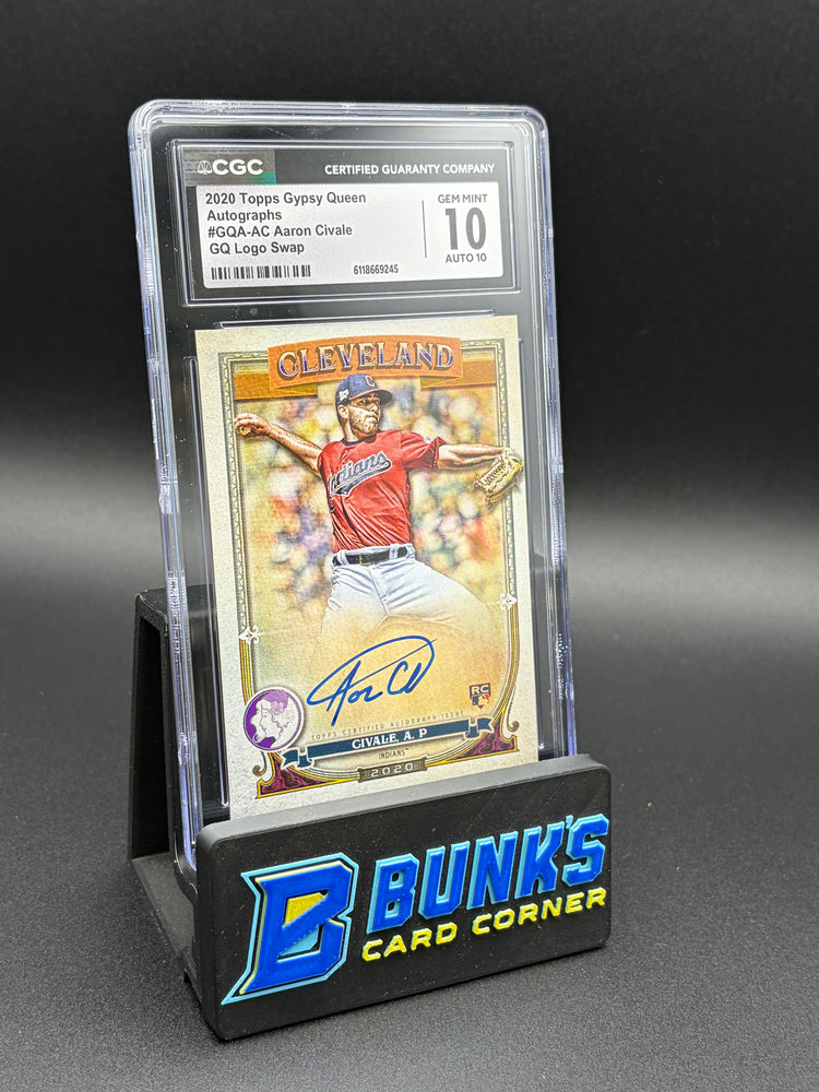 2020 Aaron Civale Logo Swap Gypsy Queen CGC 10 Auto 10 56/99