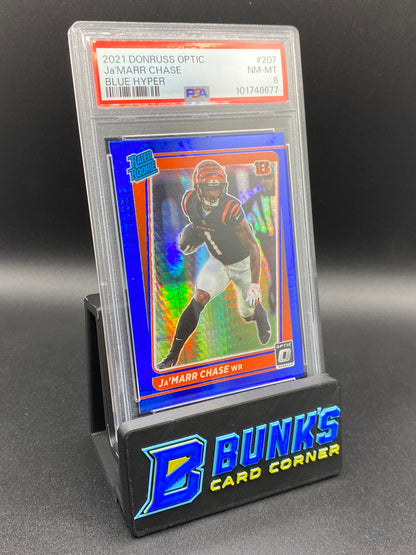 2021 Ja'Marr Chase Blue Hyper PSA 8 RC