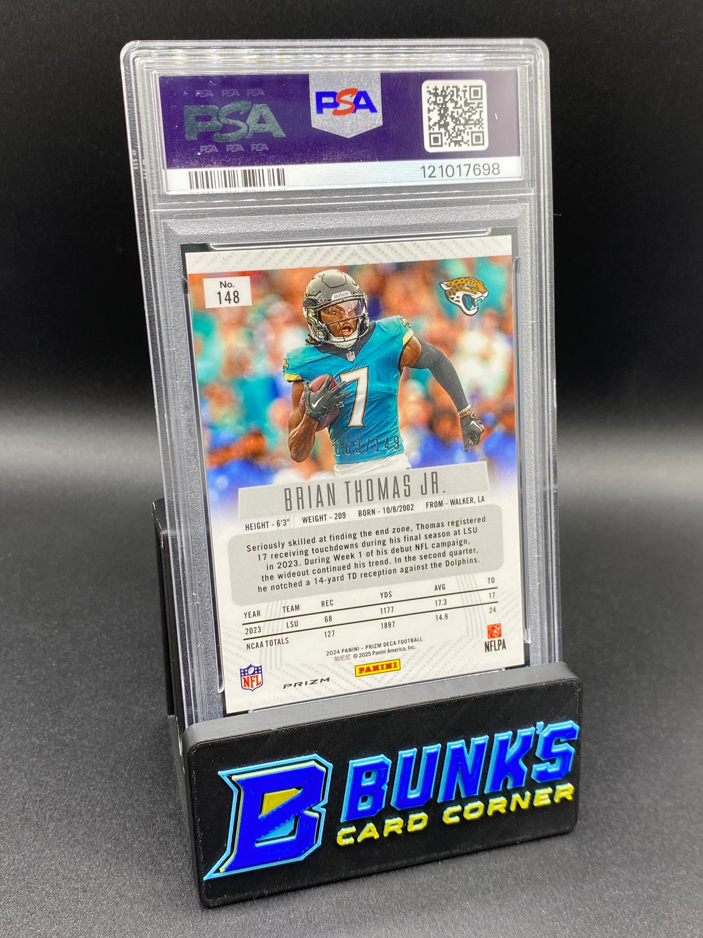 2024 Brian Thomas Jr. Blue Prizm PSA 9 Rc 63/149