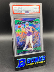 2024 JJ McCarthy Fireworks Green Prizm PSA 10