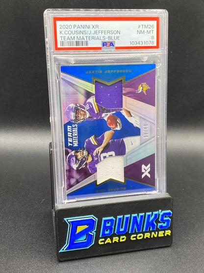 2020 Kirk Cousins & Justin Jefferson Team Mat. Blue PSA 8 33/49