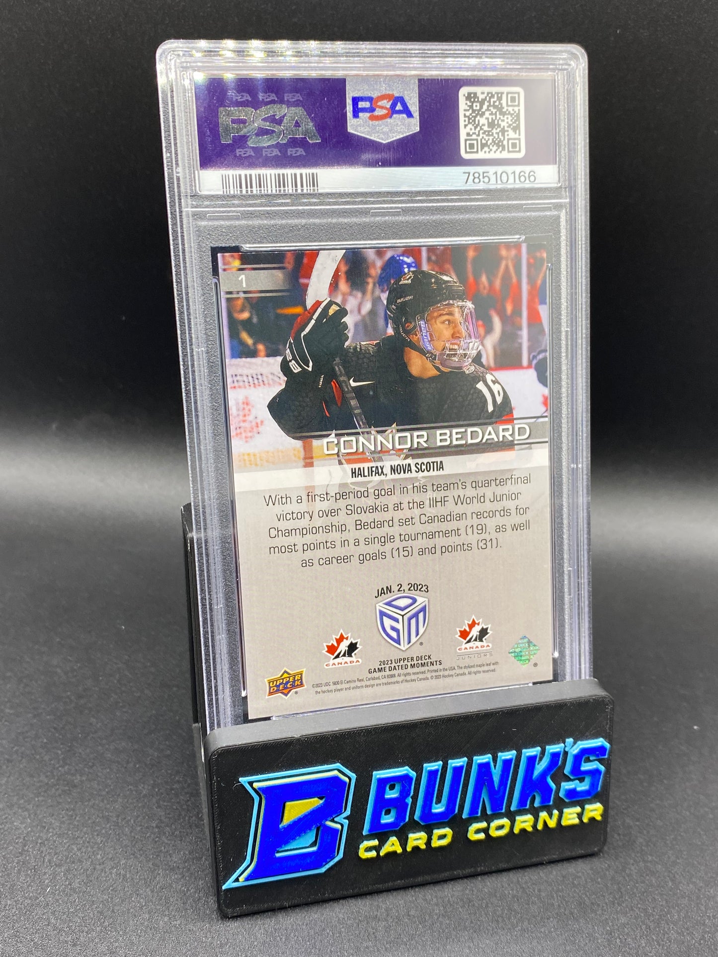 2023 Connor Bedard Game Dated Moments PSA 9