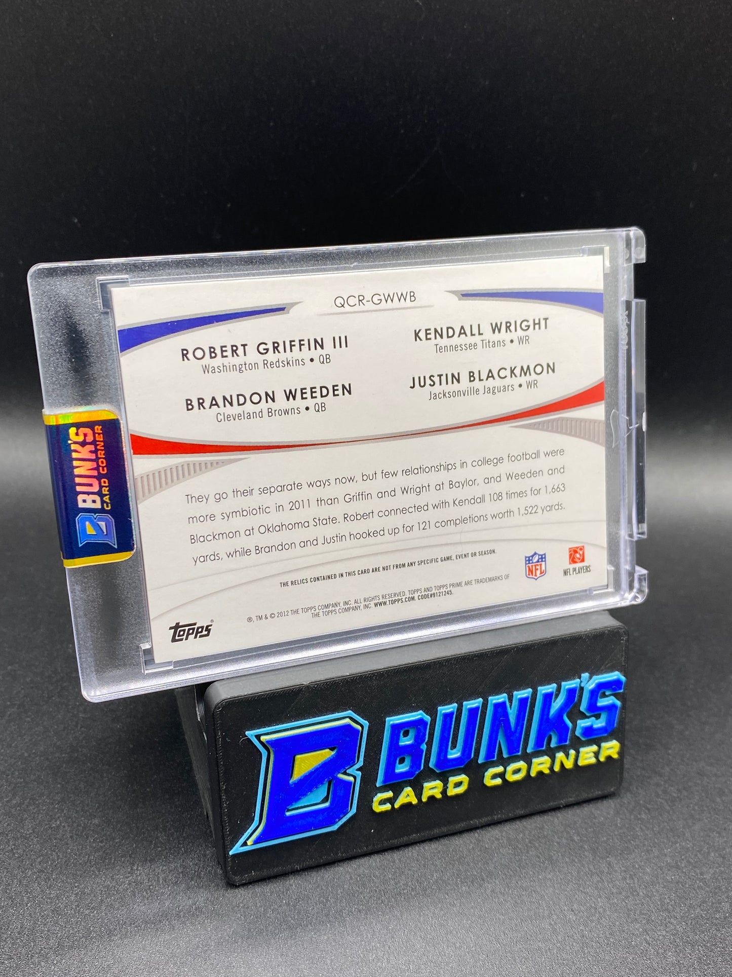 Robert Griffin III & Brandon Weeden & Kendall Wright & Justin Blackmon Topps Prime Quad Patch 1/1