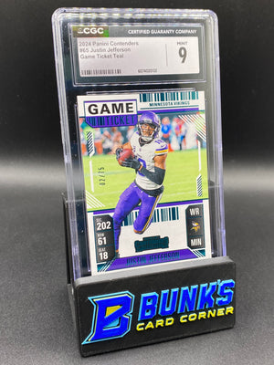 2024 Justin Jefferson Game Ticket Teal CGC 9