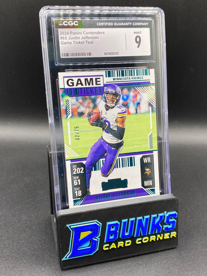 2024 Justin Jefferson Game Ticket Teal CGC 9