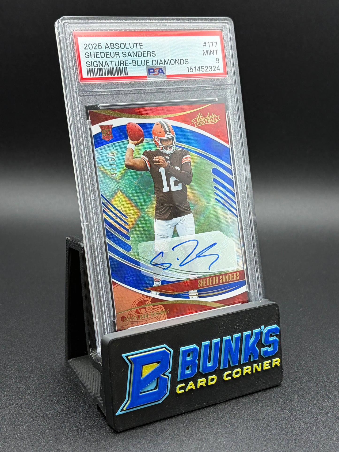 2025 Shedeur Sanders Signatures Blue Diamonds Absolute PSA 9 RC 42/50