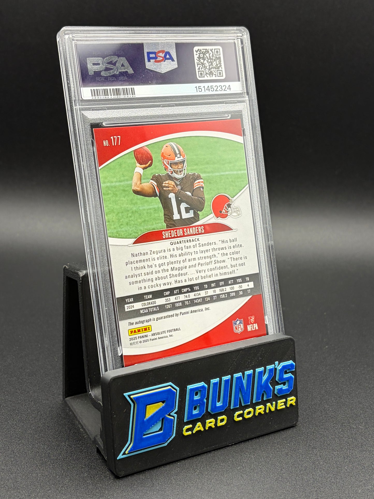 2025 Shedeur Sanders Signatures Blue Diamonds Absolute PSA 9 RC 42/50
