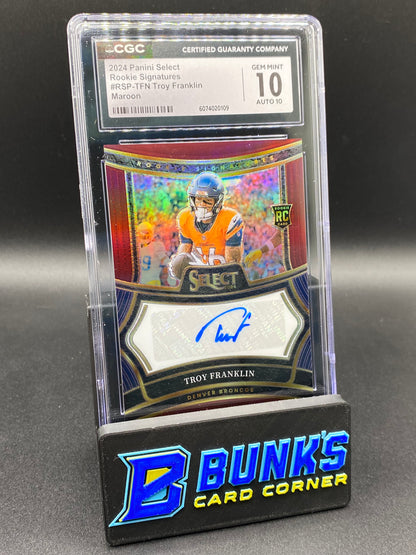 2024 Troy Franklin Maroon Auto 58/75 CGC 10/10