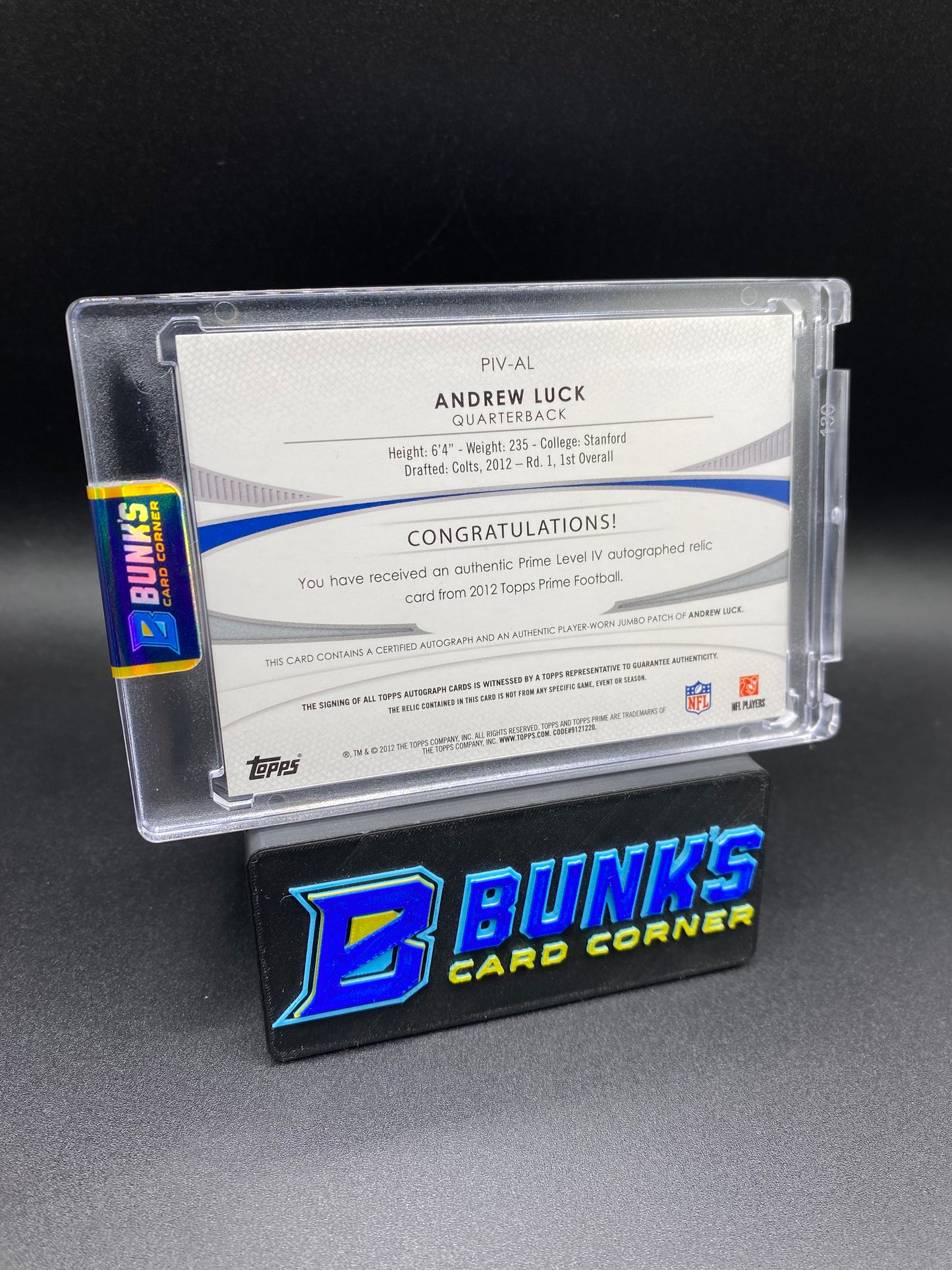 Andrew Luck Auto Topps Prime Patch 4/15  Rc