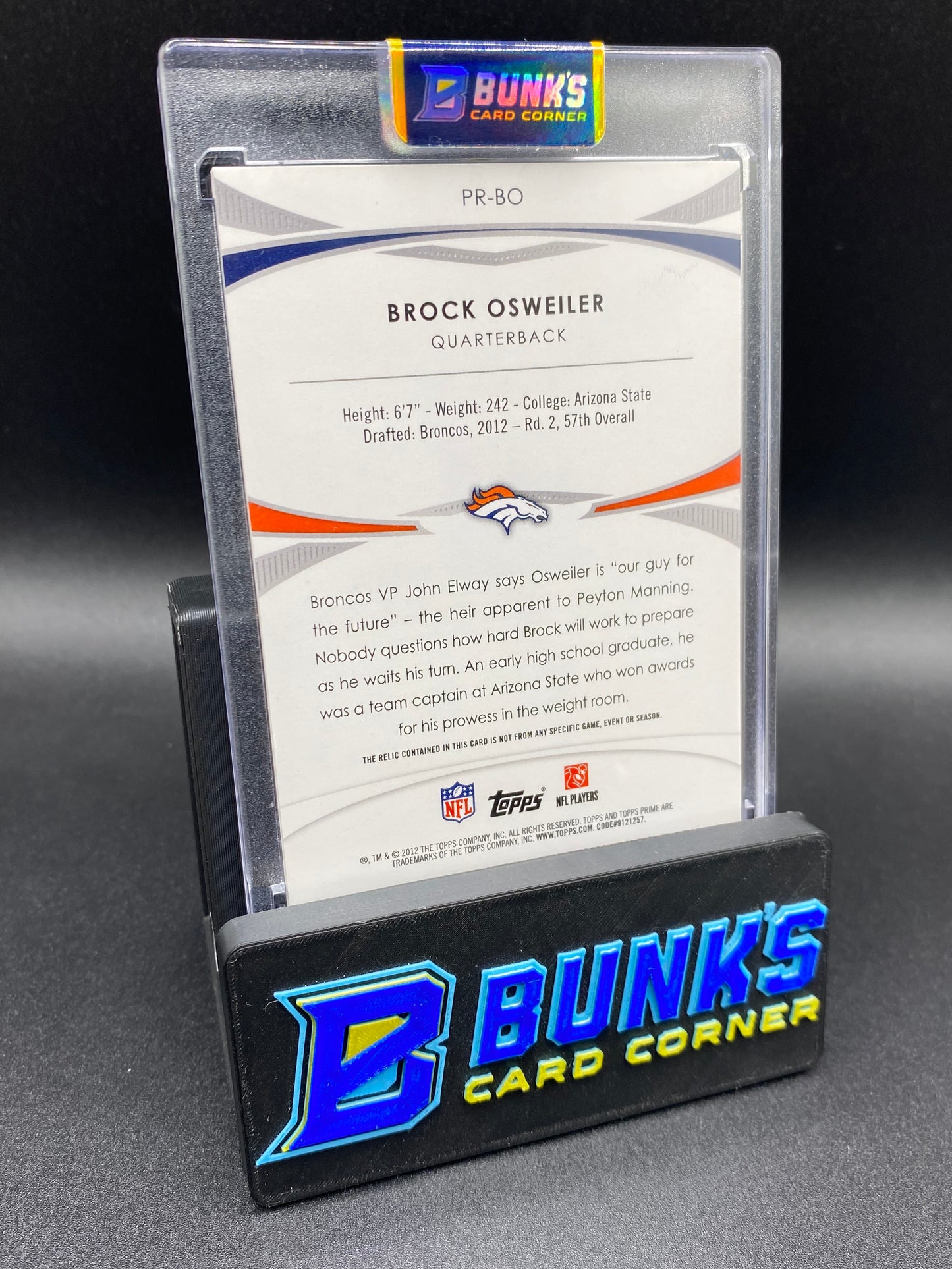 Brock Osweiler Topps Prime Patch 16/25 Rc
