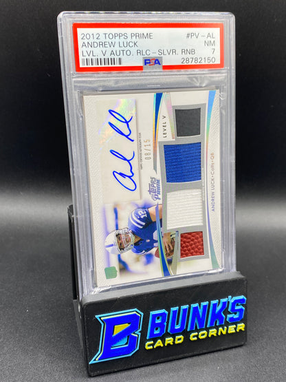 2012 Andrew Luck Auto Quad Relic 8/15 Rc PSA 7