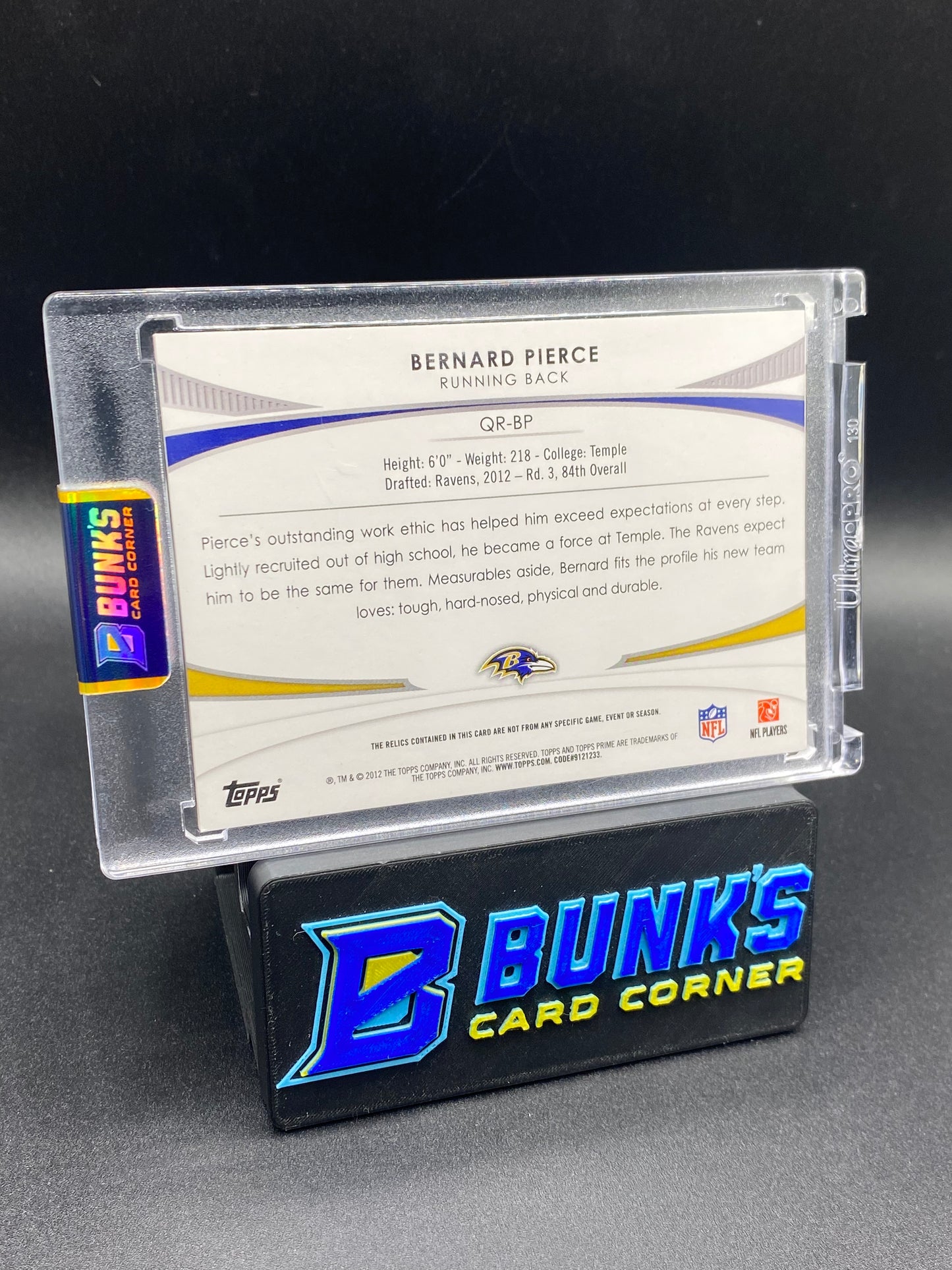 Bernard Pierce Topps Prime Patches  10/10 Rc