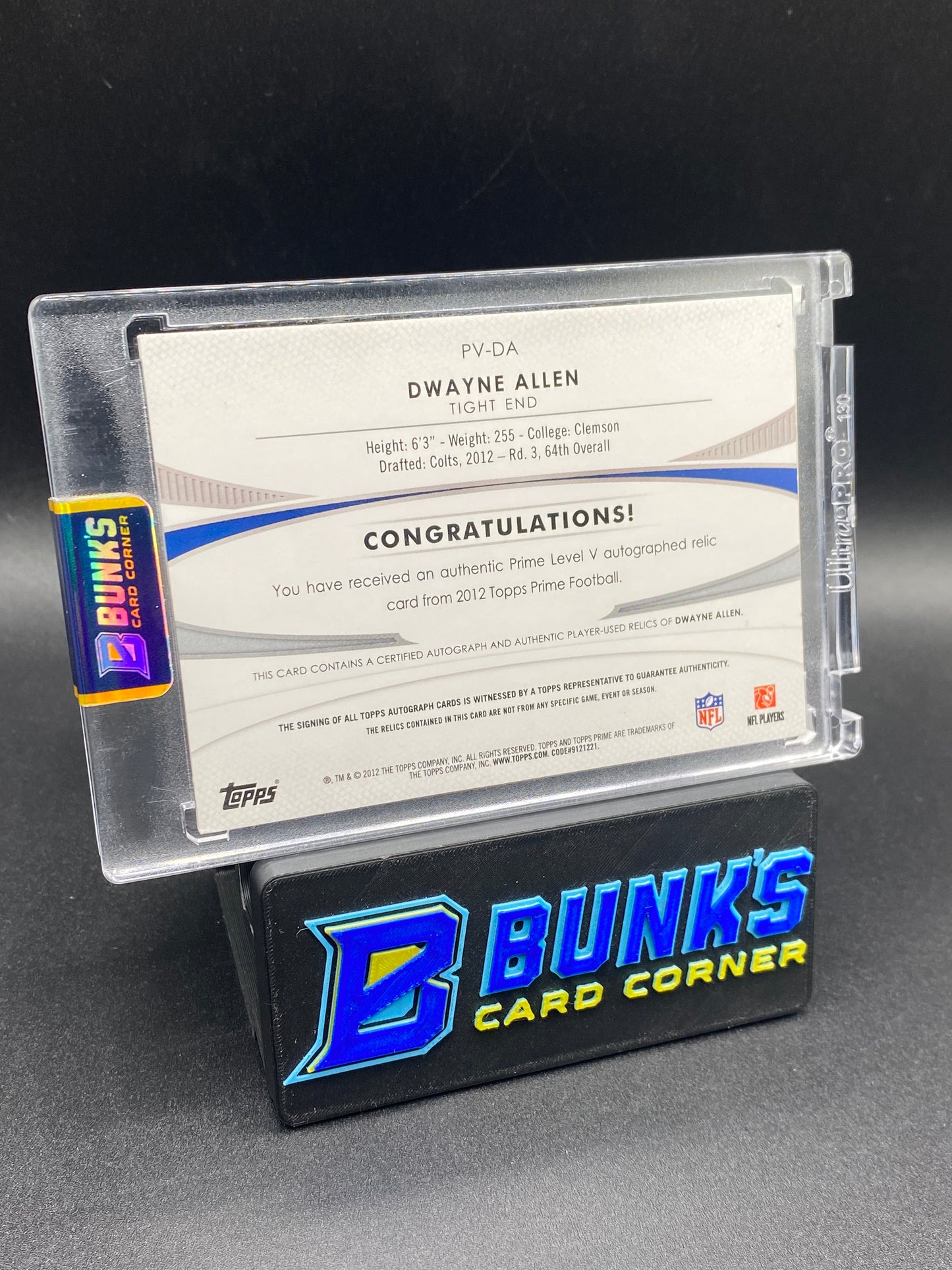 Dwayne Allen Topps Prime Patches Auto 14/25 Rc