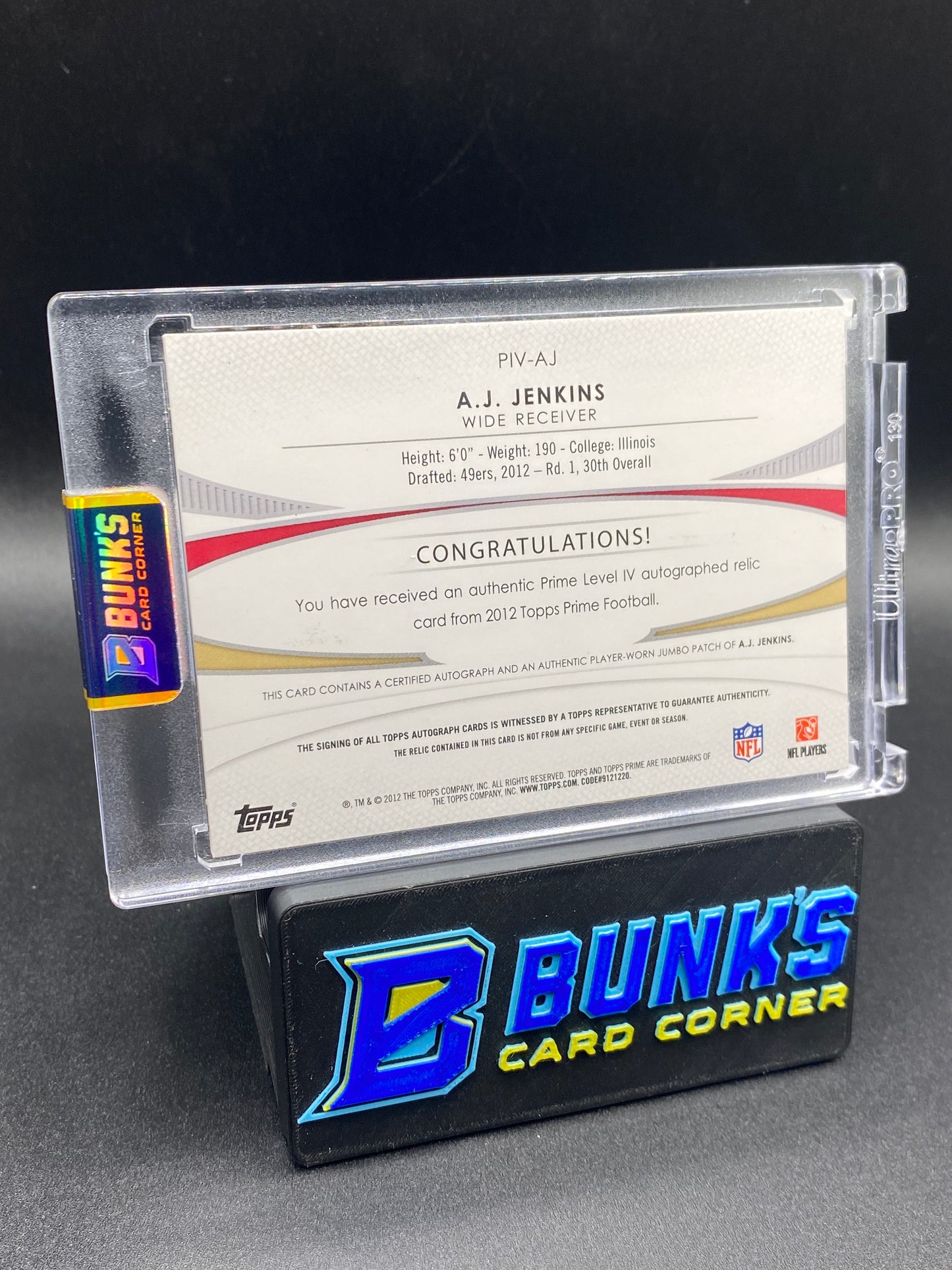 AJ Jenkins Topps Prime Patches 15/15 Rc