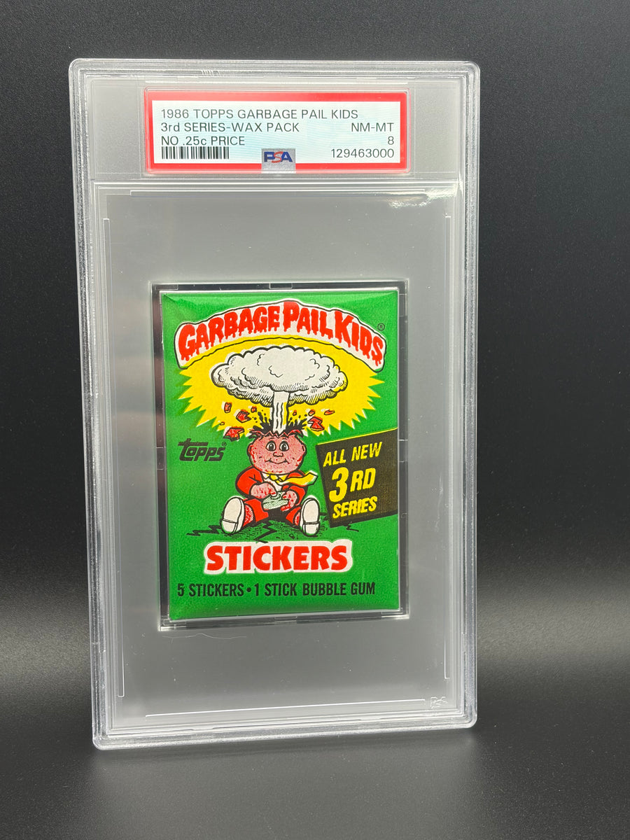 1986 3rd Series Wax Pack No .25c Price Garbage Pail Kids PSA 8