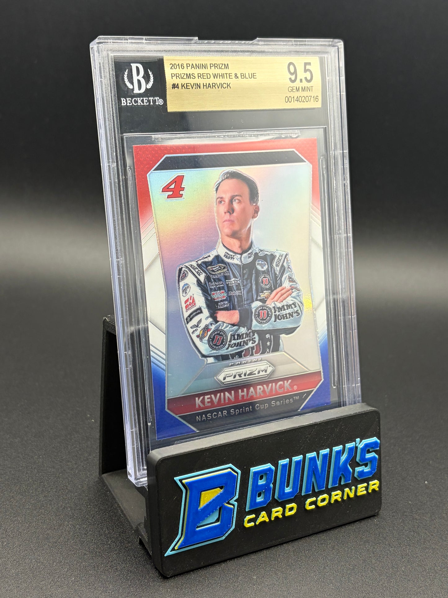 2016 Kevin Harvick Prizms Red White & Blue Beckett 9.5