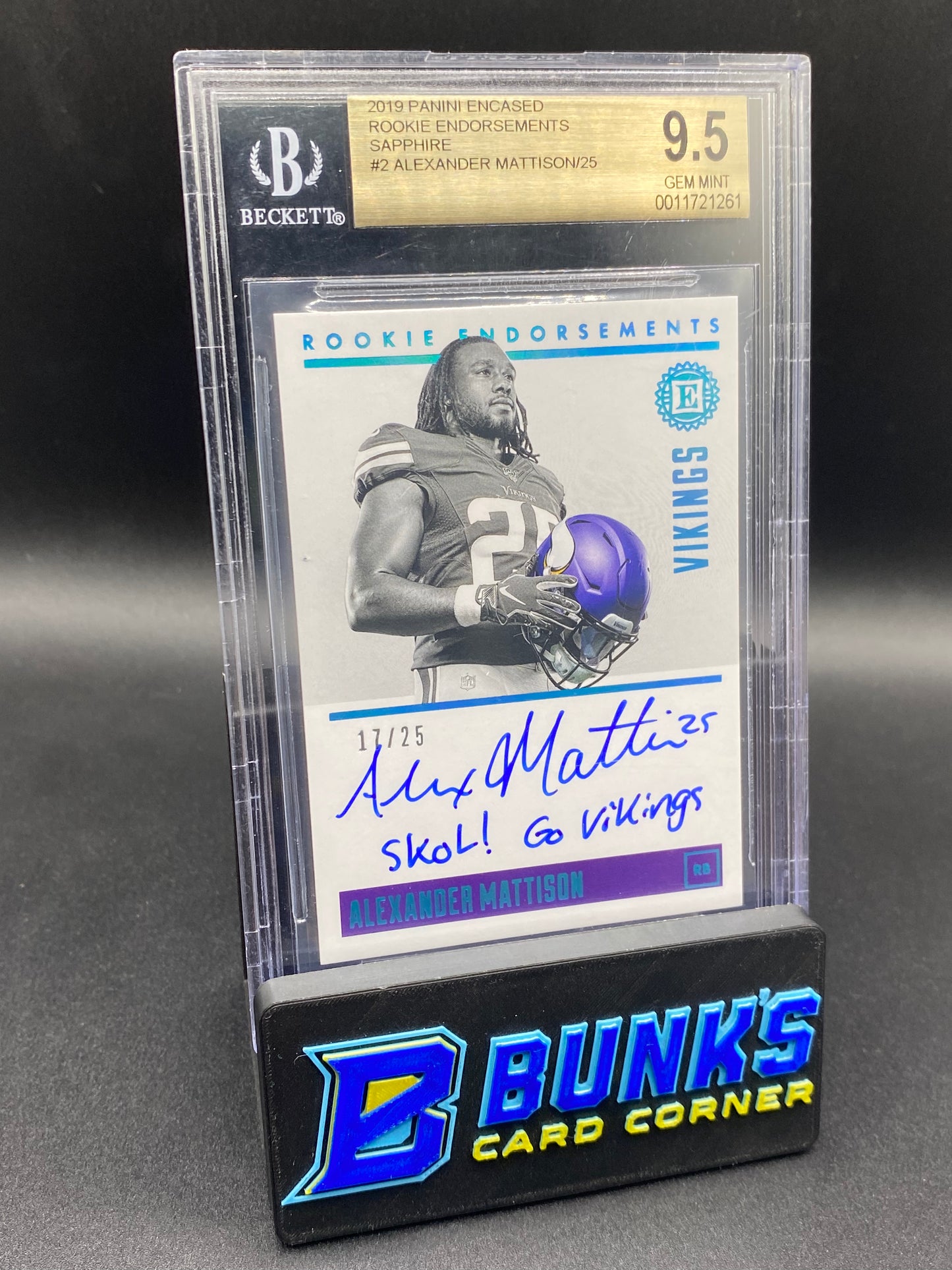 2019 Alexander Mattison Sapphire Auto 17/25 Beckett 9.5