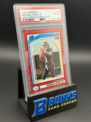 2024 Michael Penix Jr Optic Preview Red Wave PSA 10 RC