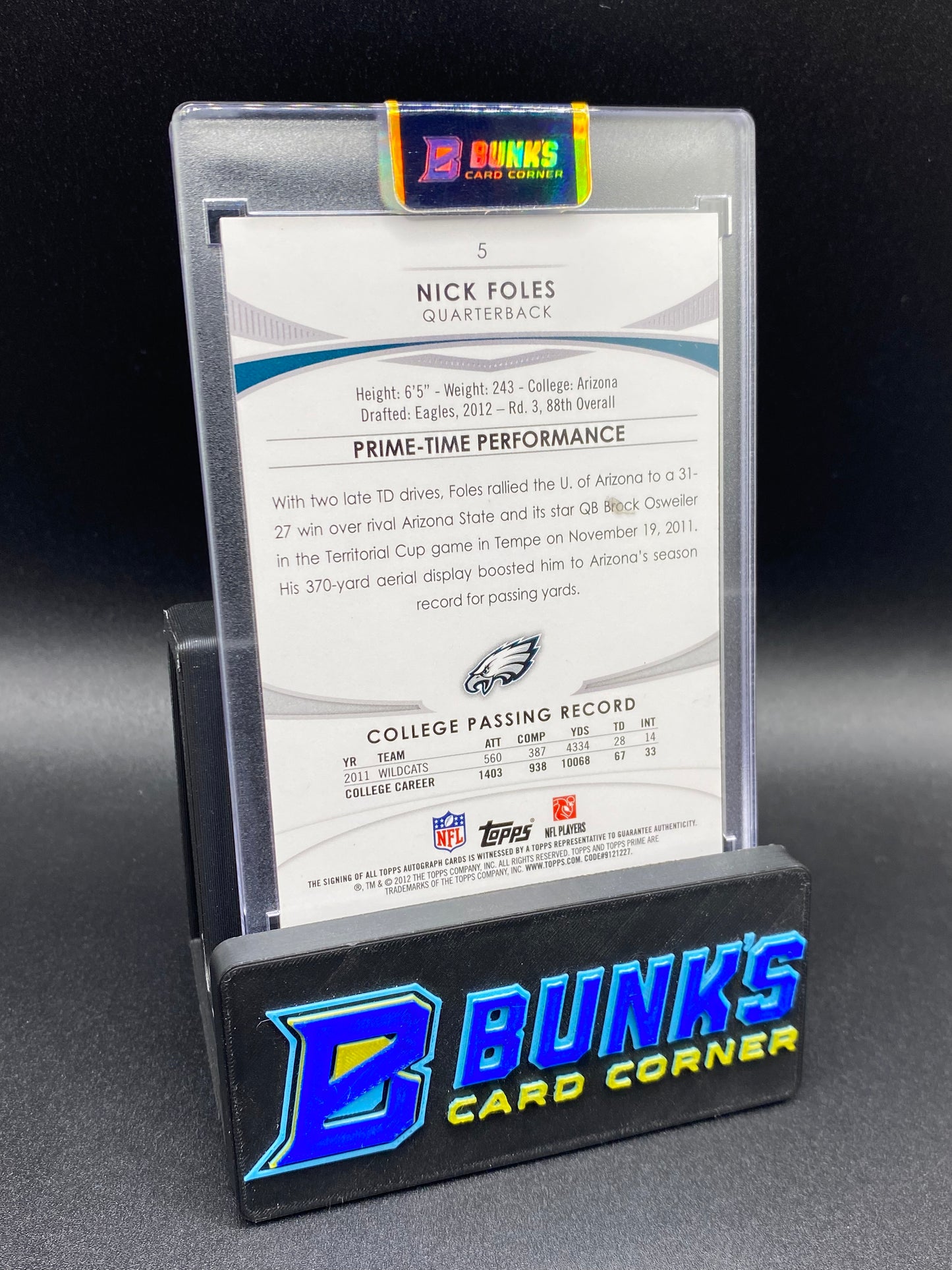 2012 Nick Foles 3/25 Prime Time Auto Rc